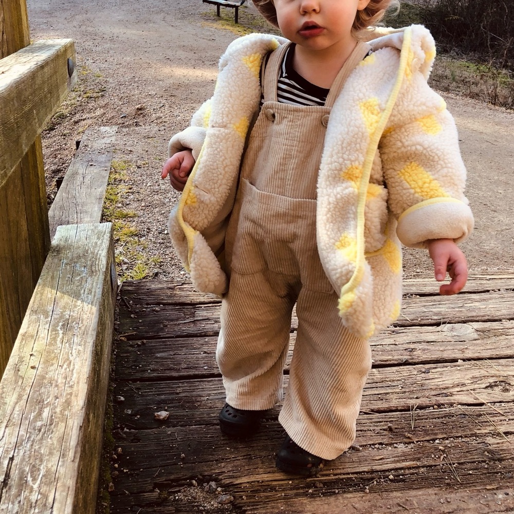 Toddler tan corduroy overalls - gender neutral